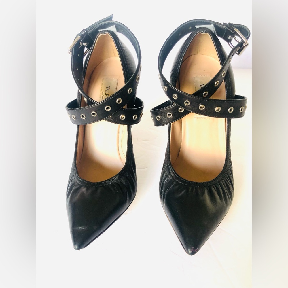 VALENTINO Love Latch Grommeted Leather Ankle-Wrap Pumps EU 36.5 US 6 - Picture 2 of 9